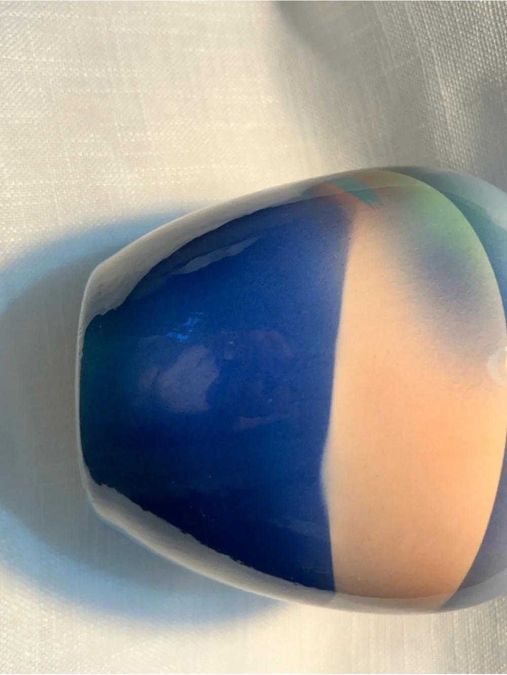 Blue Gradient Ceramic Vase with Abstract Flower Motif